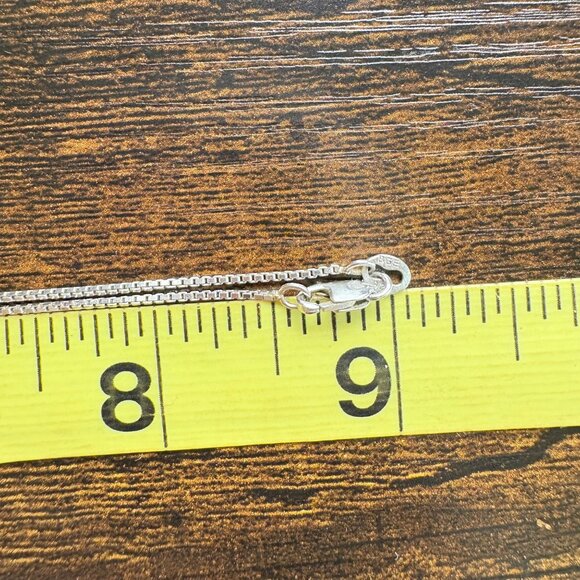 VTG Sterling Silver 925 Chunky Drop Shape Pendant Ruby Accent Bold 18" Chain - Picture 10 of 12